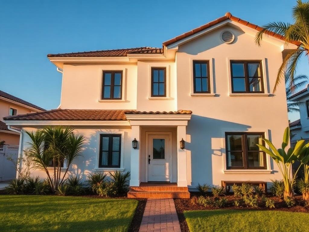Fachada de casa com pintura nova e jardim frontal